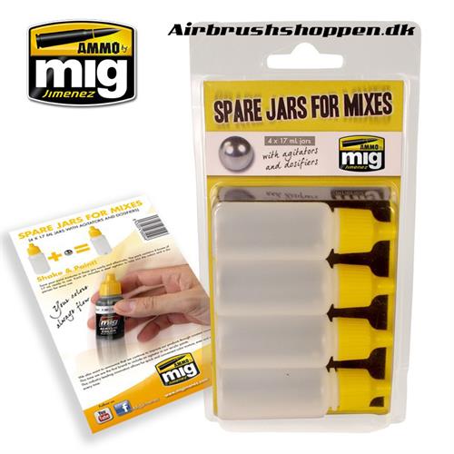 A.MIG 8004 SPARE JARS FOR MIXES  tomme farve flasker AMIG8004